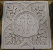 A large plaster panel with central cartouche width 47.5cm height 49cm