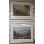 J.G. 1821, pair of watercolours, mountain landscapes, initialled and dated, 25 x 36cm