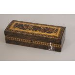 A Tunbridge Ware floral marquetry rosewood glove box, W 23cm