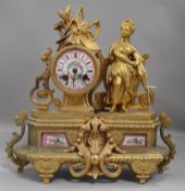A French gilt spelter mantel clock