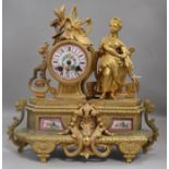 A French gilt spelter mantel clock