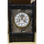 A late Victorian black marble Aesthetic cased eight day clock width 22cm height 36cm