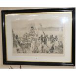 After Lawrence Alma-Tadema (1836-1912), a signed engraving, 'The Finding of Moses', in ebonised