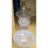 A Vallon glass bowl and a campana vase, pot pourri etc tallest 30cm