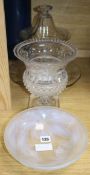 A Vallon glass bowl and a campana vase, pot pourri etc tallest 30cm