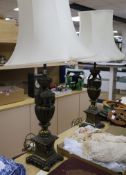 A pair of brass table lamps height 97cm incl. shade