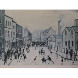 Lawrence Stephen Lowry (1887-1976), Level Crossing, Burton-on-Trent, 1961, lithograph, signed in