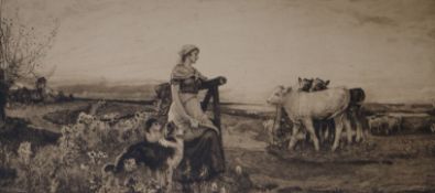 R. W. MacBeth, engraving, 'A Fenn Farm', 35 x 73cm, unframed