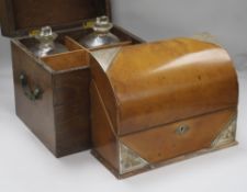 A silver-mounted and morocco-bound stationery box and a Georgian mahogany decanter box, the