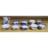A collection of late 18th century Worcester, caughley, Liverpool etc blue and white tea bowls