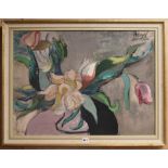 Muriel Wilson, oil on canvas, flower study, signed, 53 x 72cm