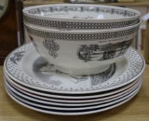 A collection of six Wedgwood commemorative oval meat platters and two 'City of Chicago' bowls, the