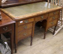 A Victorian burrwood kneehole desk, W.127cm