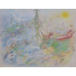 Betty Swanwick R.A. (1915-1989), coloured pencil, "Dream" sketch of a maypole, said to have been