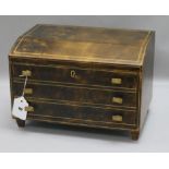 A Liberty's gilt line-inlaid leather-covered jewellery cabinet, having hinged cover and fall flap