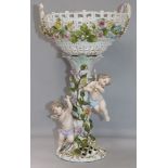 A Sitzendorf style putti centrepiece height 38cm