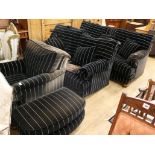 Two Duresta settees, an armchair and a pouffe sofas W.210cm and 165cm