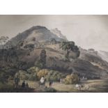 Havell after Henry Salt, three coloured aquatints, View near the village of Asceriah in Abyssinia,