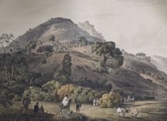 Havell after Henry Salt, three coloured aquatints, View near the village of Asceriah in Abyssinia,