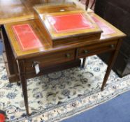 A Victorian inlaid rosewood writing desk W.91cm.