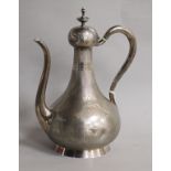 A French 950 standard white metal mint tea pot, by E. Hugo, 25.2cm, gross 16 oz.