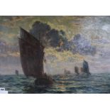 Charles Louis Signoret (1867-1932), oil on canvas, yachts at sea, signed, 54 x 75cm, unframed