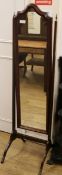 A mahogany cheval mirror W.42cm (a.f.)