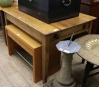 A pine farmhouse table, with drawer W.122cm