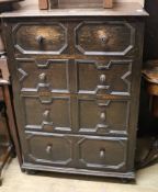 A Jacobean style oak chest of drawers W.76cm