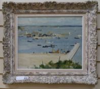 Raymond Wintz (1884-1956), oil on canvas, Fishing boats in harbour, signed, 32 x 40cm