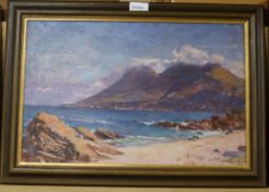 George Crossland Robinson (1858-1930), oil on board, View from Glencairn to Simons Town, signed