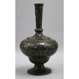 A Bidri ware silvered and silver inlaid bottle vase