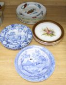 A collection of mostly Worcester plates and small collection of mixed blue and white plates