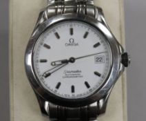 A gentleman's stainless steel Omega Seamaster Automatic Chronometer wrist watch, with Omega box.