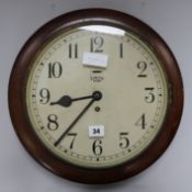 An Edwardian Smith's eight day mahogany wall timepiece diameter 39cm