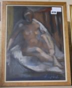 Muriel Wilson, pastel, Seated female nude, signed, 39 x 29cm