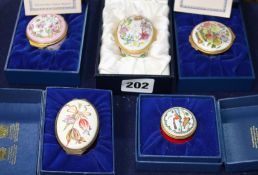 Five Halcyon Days enamel boxes