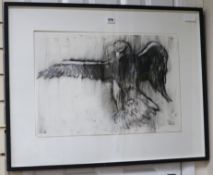 Mark Adlington, charcoal and chalk on paper, Study of an eagle, initialled and dated '02, 40 x 59cm