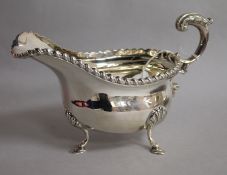 A George V silver sauceboat by S. Blanckensee & Sons Ltd, Birmingham, 1923, overall length 20.7cm,