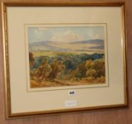 Francis Carruthers Gould (1844-1925), watercolour, view of Exmoor, signed