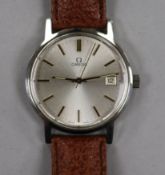 A gentleman's 1970's stainless steel Omega manual wind wrist watch, movement c.1030.