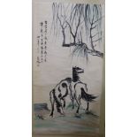 Two Chinese scrolls of horses