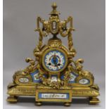 A French gilt metal mantel clock height 41cm width 37cm