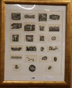 After Eric Ravilious, 1926 Edition Woodcuts for Desert, framed ensuite, overall 54 x 46cm