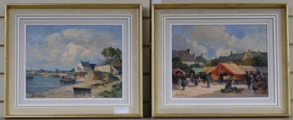 Eugene Demester (1914-), pair of oils on canvas, Marche Bretagne, and Ile aux Moines 26 x 34cm