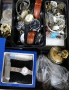 A quantity of mixed costume jewellery and watches.