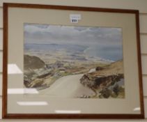 John A Nicholson, watercolour, The Gatherer's Memorial, Isle of Man, signed, 33 x 45cm