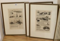 William Lionel Wyllie, a set of four etchings, Our Fathers, signed in pencil, 33 x 22cm