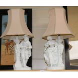 A pair of blanc de chine Dresden lamps