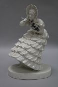 A B. Rezl white glazed crinoline lady height 32cm